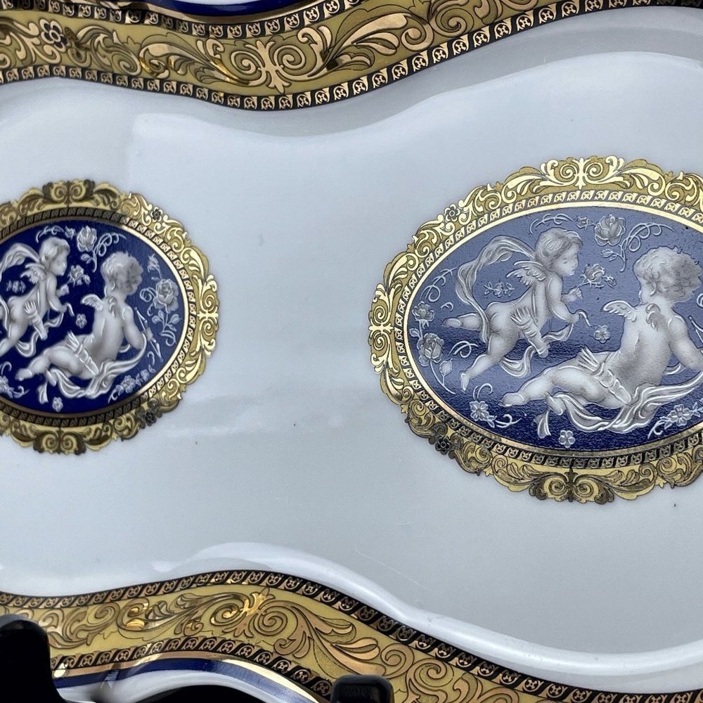 Limoges Porcelain Tea Service Plate Decorated in 22kt Gold and Deep Cobalt | Bea